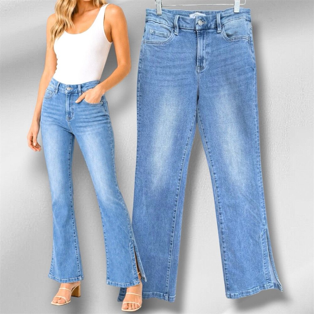 Lovervet By Vervet Flare Slit Hem Women’s Sz 9/29 HighRise Stretch Comfort Jeans